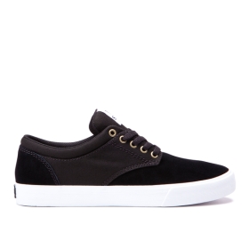 Supra Mens CHINO Low Top Shoes Black/white/White | US-87608